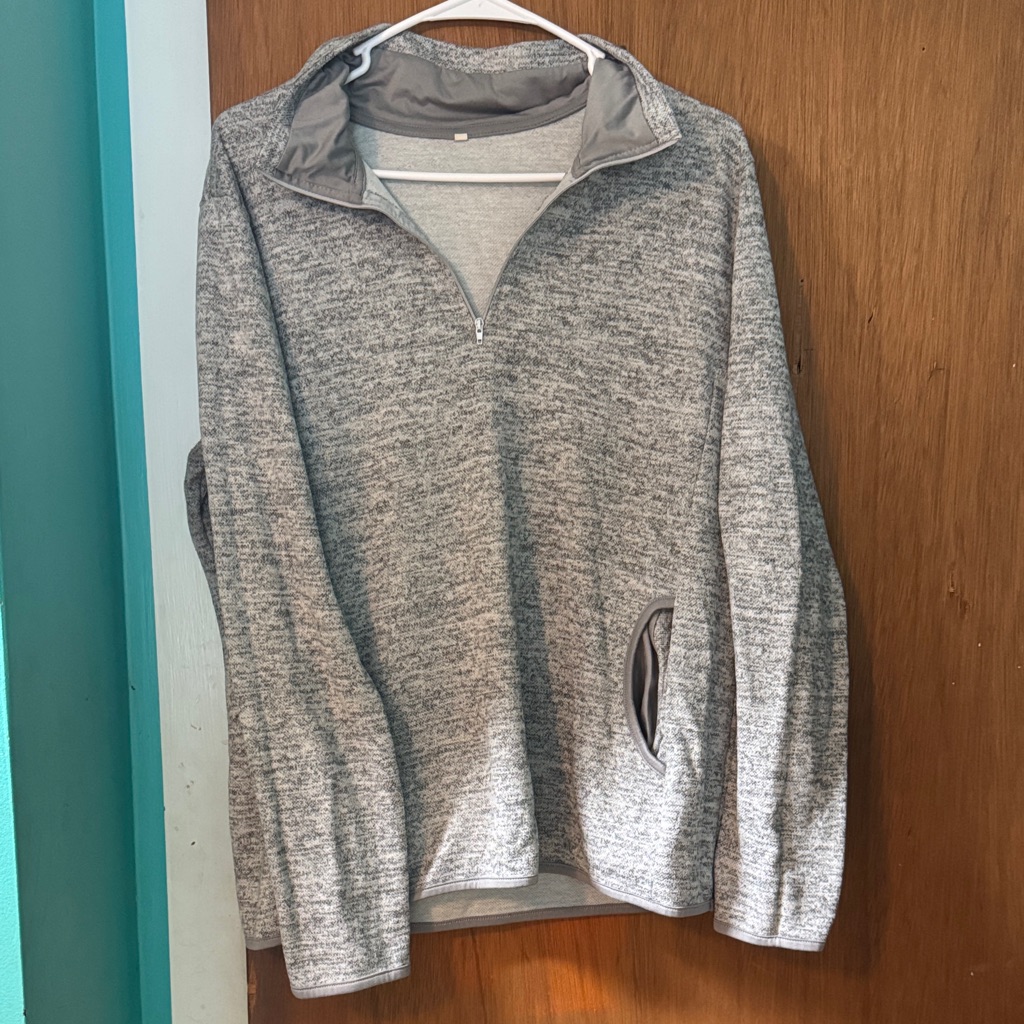 Amazon Heather Gray Zip-Up Sweater